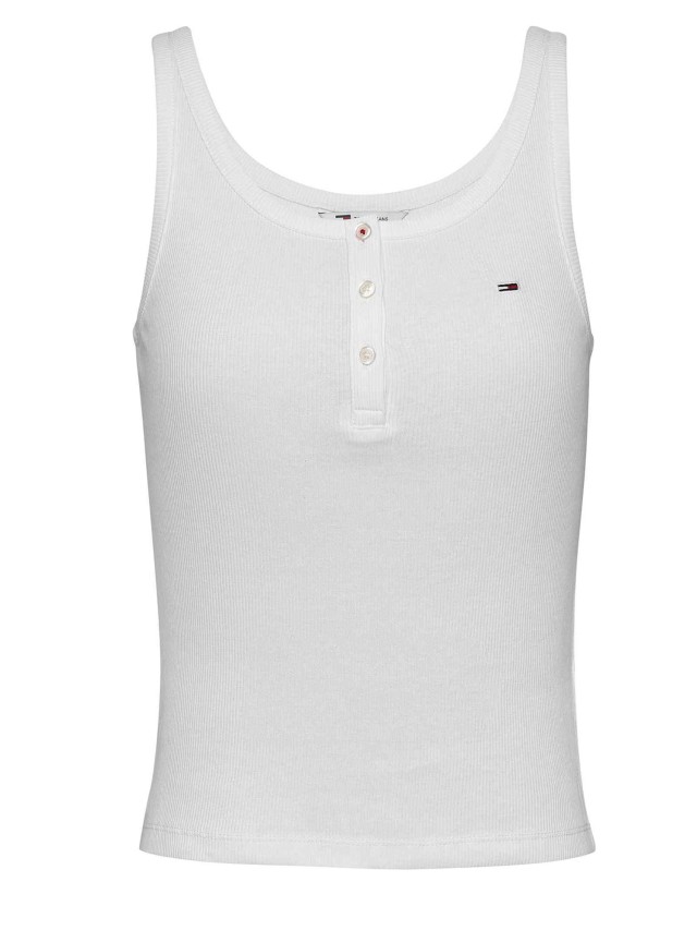 Tommy Hilfiger Tjw Slim Button Tank Γυναικεία Μπλούζα Λευκή