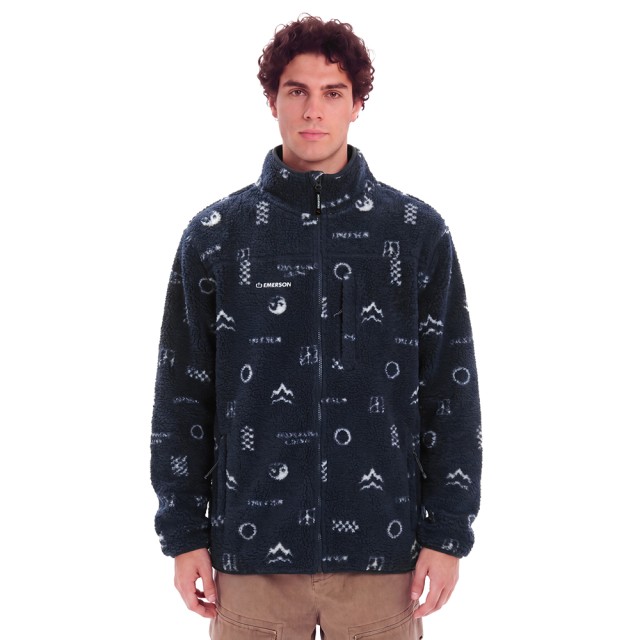 Emerson Mens Full Zip Sherpa Ανδρική Ζακέτα Fleece Μπλε