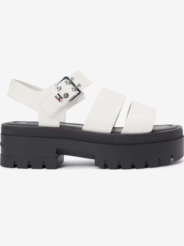 Tommy Hilfiger Tjw Straps Leather Max Sandal Γυναικεία Δερμάτινα Σανδάλια Εκρού