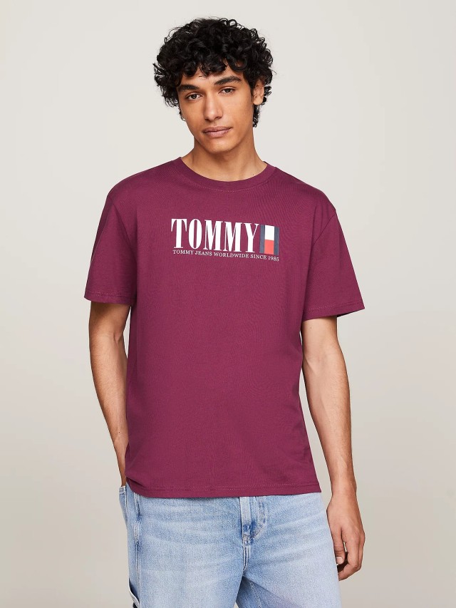 Tommy Hilfiger Tjm Reg Tommy Dna Flag Tee Ext Ανδρική Μπλούζα Μωβ