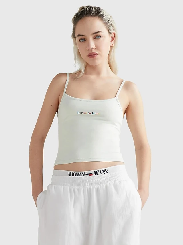 Tommy Hilfiger Tjw Bby Color Linear Strap Top Γυναικεία Μπλούζα Βεραμαν