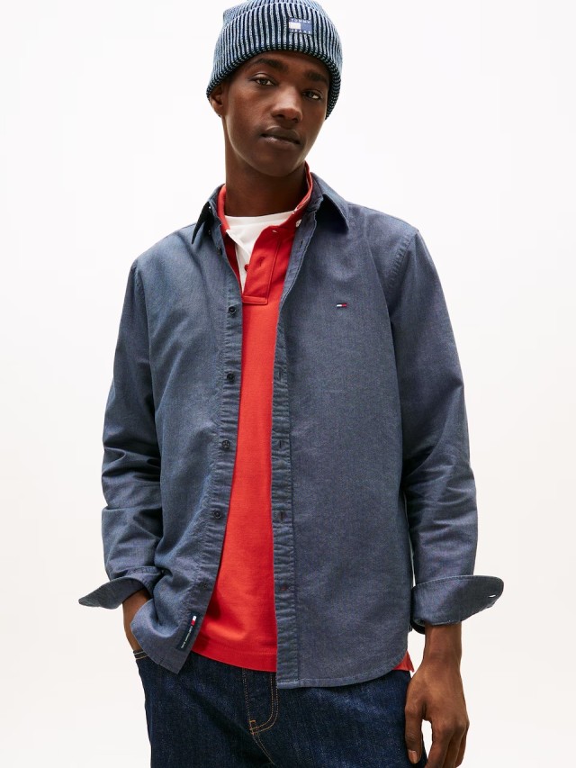 Tommy Hilfiger Tjm Reg Oxford Shirt Ext Ανδρικό Πουκάμισο Μπλε