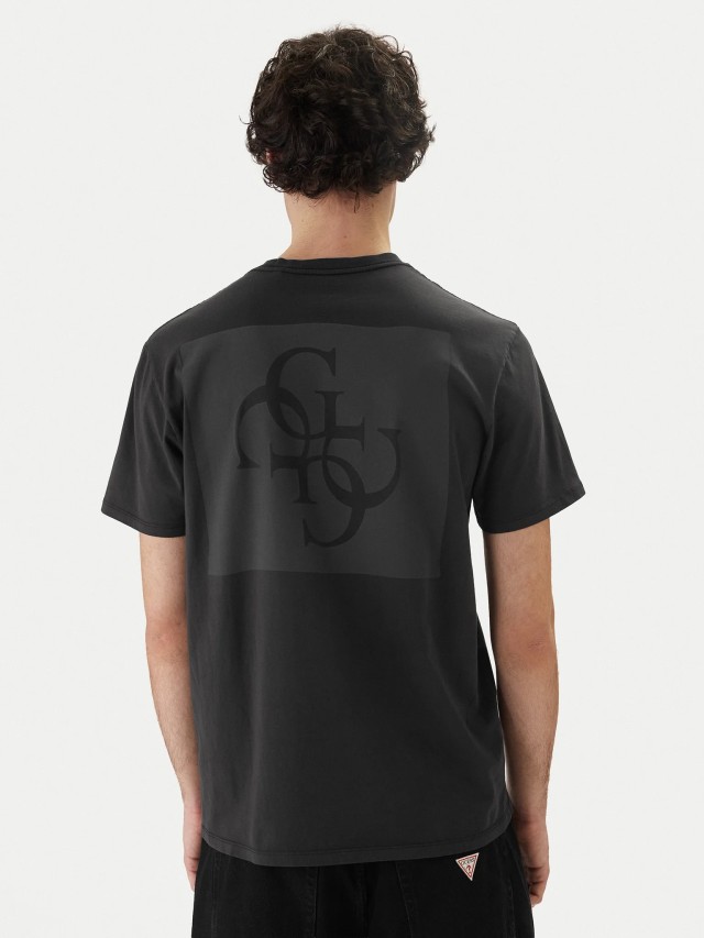 Guess Ss Bsc Quattro G Mist Tee Ανδρική Μπλούζα Multi Μαύρη