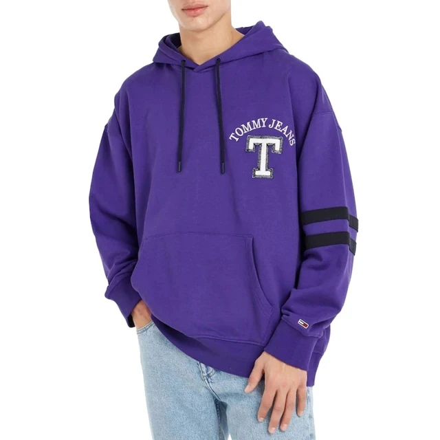 Tommy Hilfiger Tjm Ovzd Cb Letterman Hoodie Ανδρικό Φούτερ Μωβ