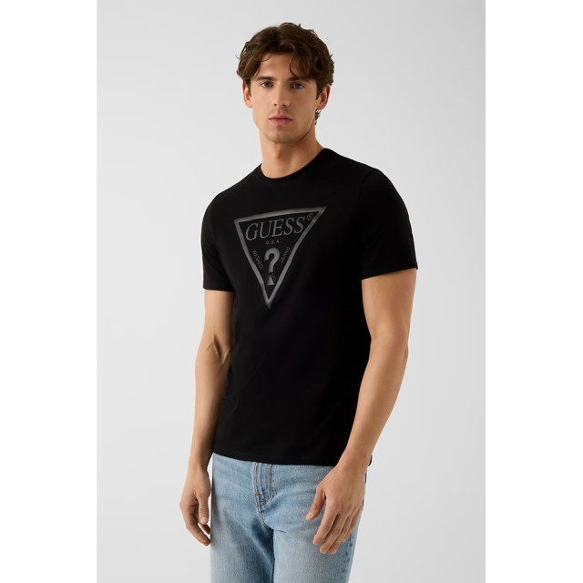 Guess Cn Ss Core Triangle Logo Tee Ανδρική Μπλούζα Μαύρη
