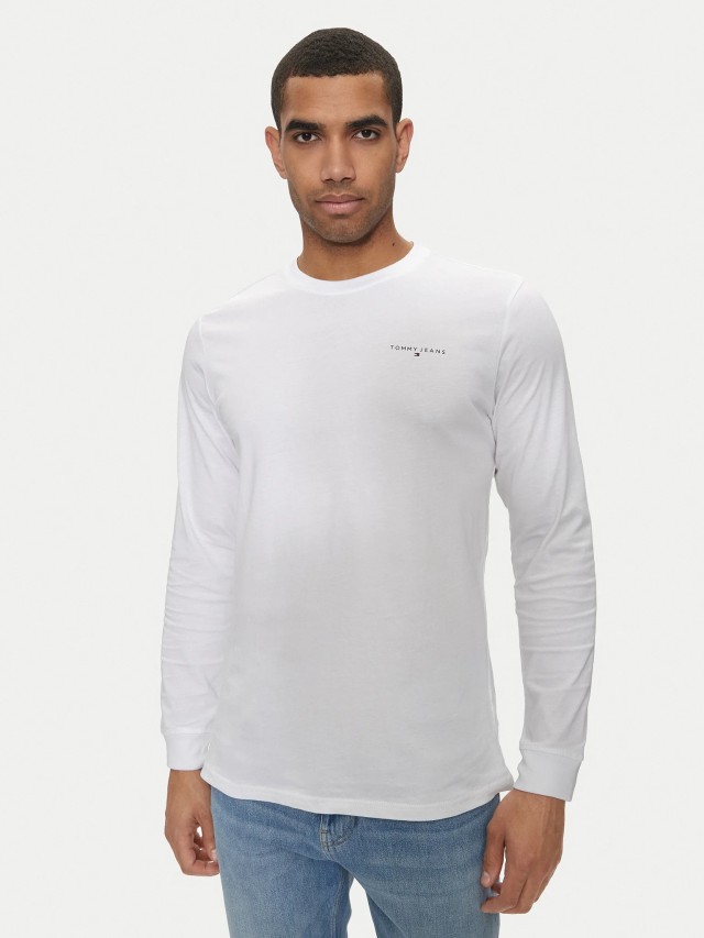 Tommy Hilfiger Tjm Slim Linear Chst L/S Tee Ext Ανδρική Μπλούζα Λευκή