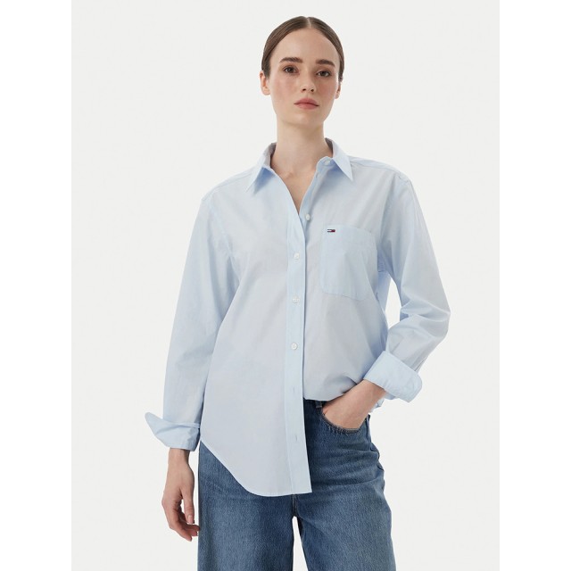 Tommy Hilfiger Tjw Rlx Essential Shirt Γυναικείο Ριγέ Πουκάμισο Σιελ