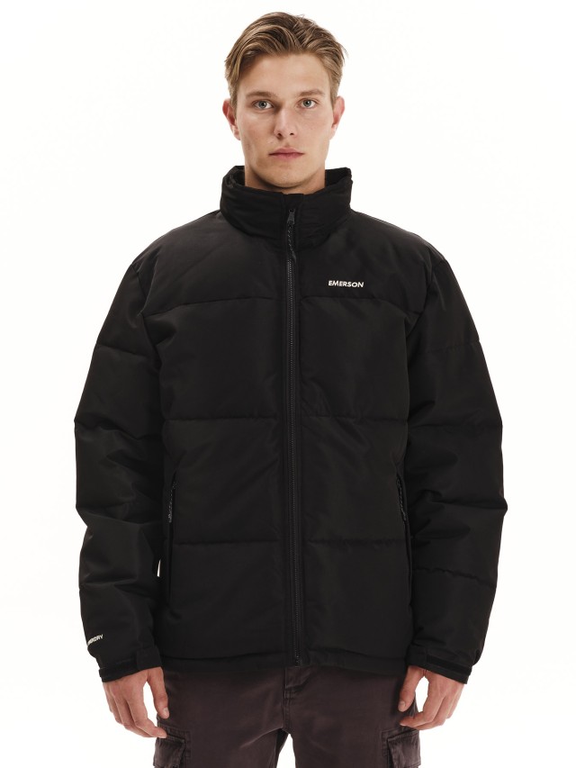 Emerson Mens Puffer Jacket w/ Roll-in Hood Ανδρικό Μπουφάν Μαύρο