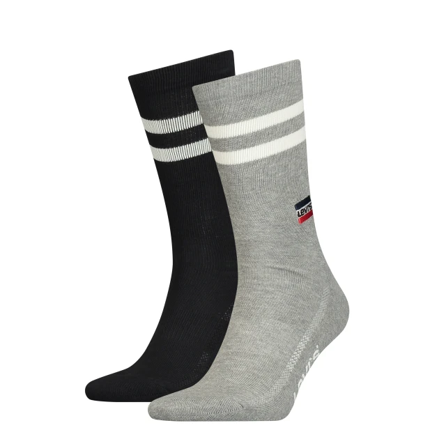 Levis Unisex Sport Stripe Regular Cut 2p Κάλτσες Γκρι - Μαύρο
