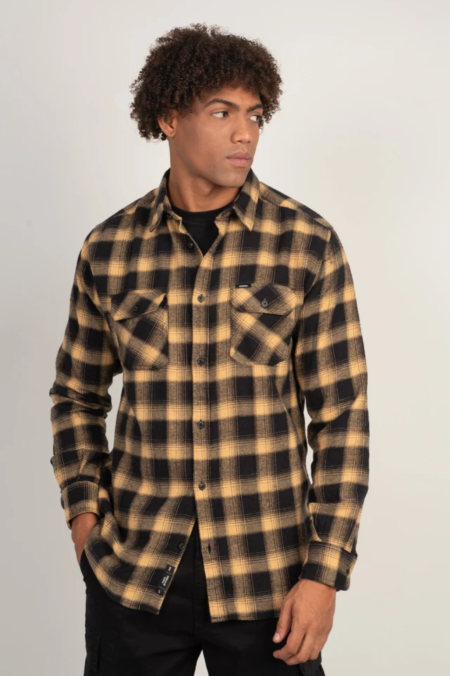 Rebase Flannel Shirts Ανδρικο Πουκαμισο Καρο Μαυρο-Ταμπα