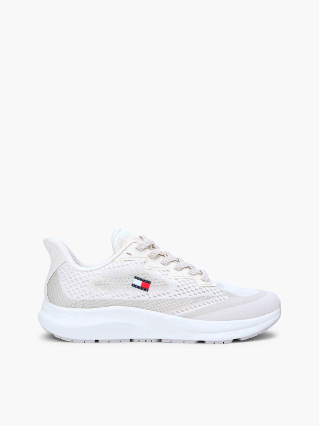 Tommy Hilfiger Runner Knitted Ανδρικά Sneakers Εκρού