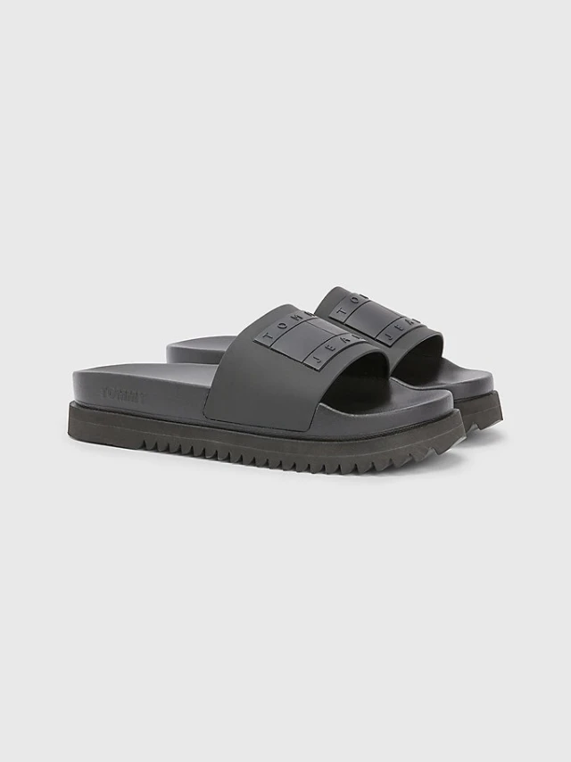 Tommy Hilfiger Tommy Jeans Elev Fltfrm Pl Sld Γυναικείες Σαγιονάρες Μαύρες