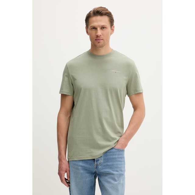 Tommy Hilfiger Tjm Slim Linear Chest Tee Ext Ανδρική Μπλούζα Λαδί