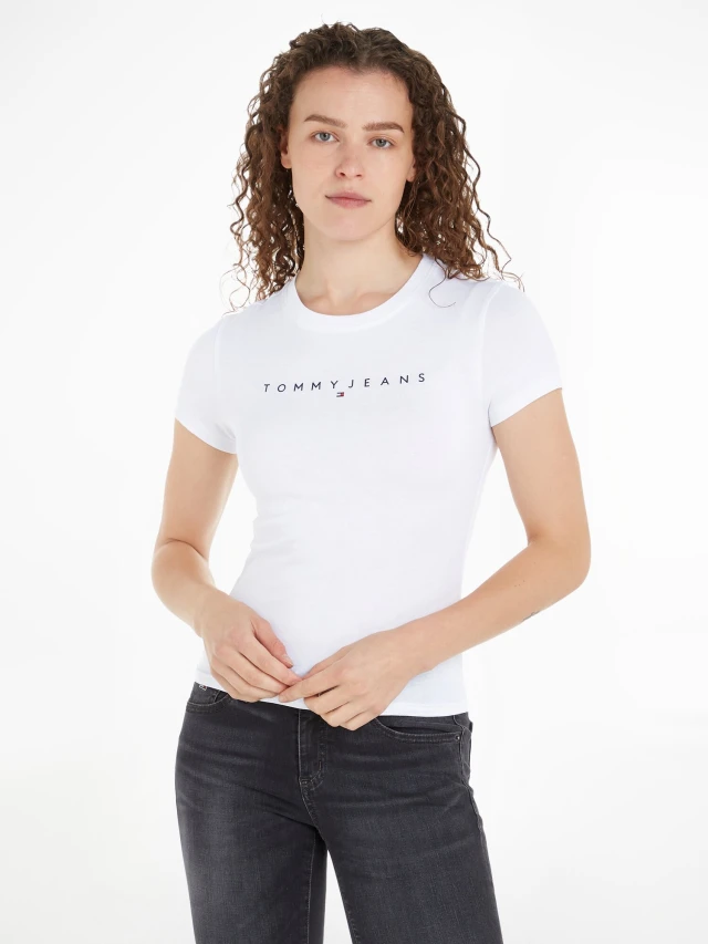 Tommy Hilfiger Tjw Slim Linear Tee Ext Γυναικεία Μπλούζα Λευκή