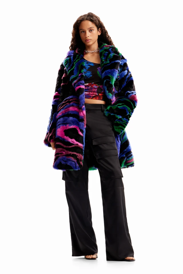 Desigual D2 Coat_Tian-Lacroix Γυναικεία Γουνα Multi