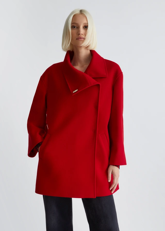 Liu Jo White 2nd Mf3c34 Cappotto Panno Fashionable Γυναικείο Παλτό Κόκκινο