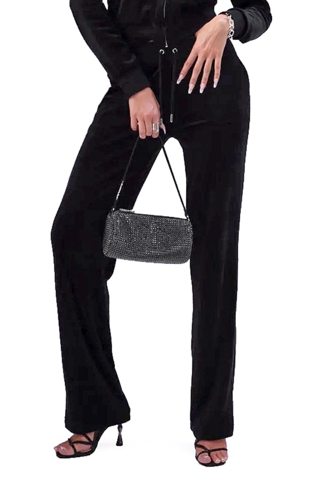 Juice Couture Del Ray Pant Black Γυναικειο Παντελονι Φορμασ Βελουτε Μαυρη