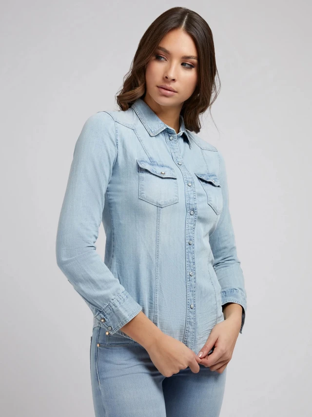 Guess Lalima L/S Shirt Γυναικειο Πουκαμισο Tzhn