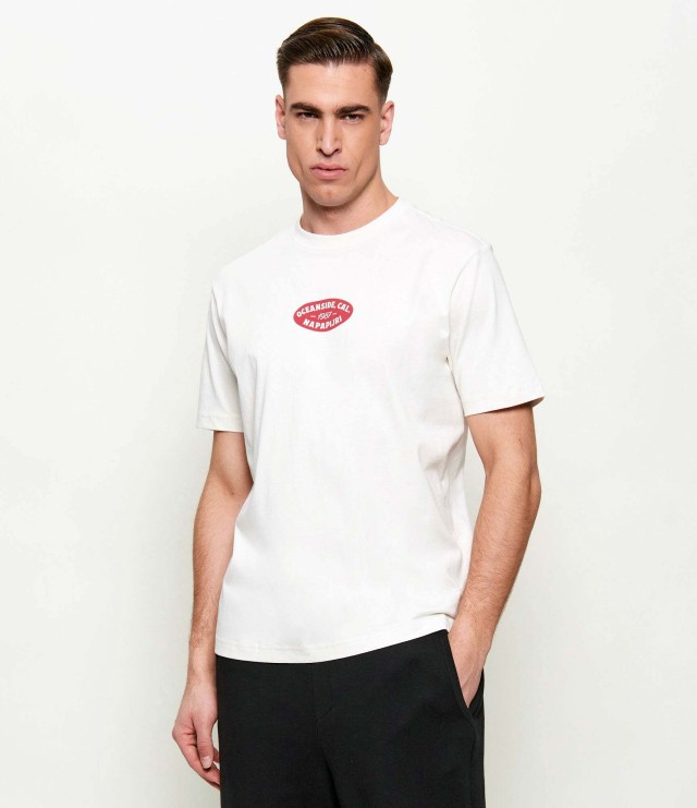 Napapijri S-Flint Ss Fancy Fx3 Ανδρική Μπλούζα Λευκό