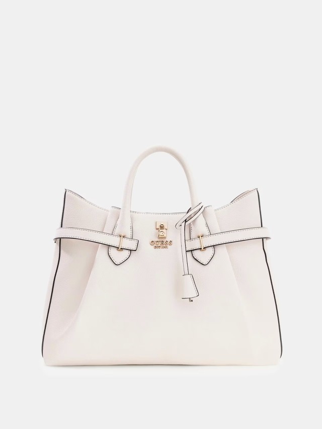 Guess Yesba Grlfrnd Shoulder Satchel Γυναικεία Τσάντα Εκρού