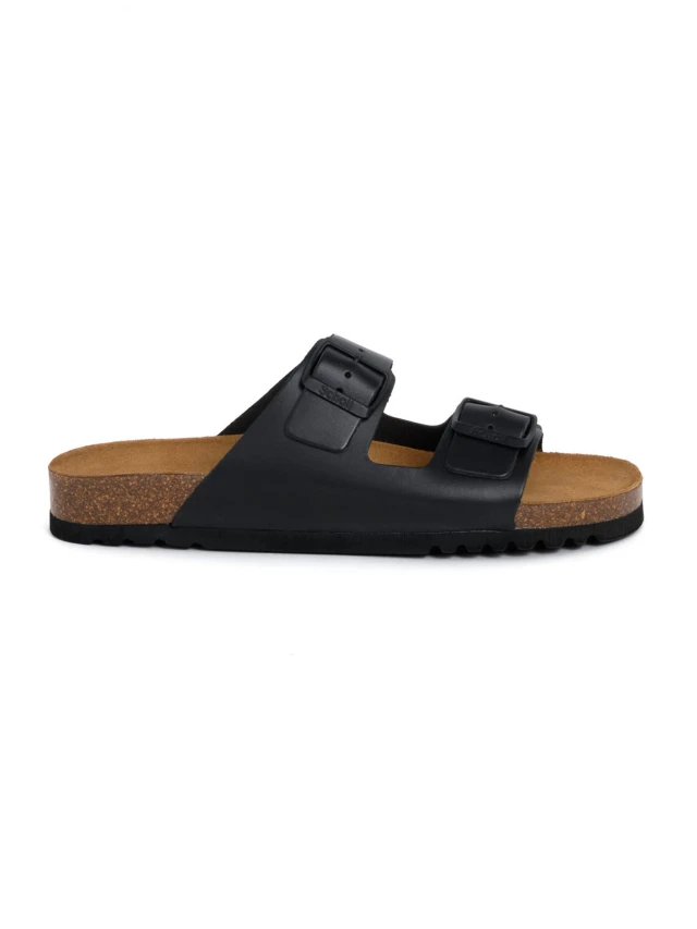 Scholl Julien Leather Mens Black Ανδρικά Σανδάλια Μαύρα