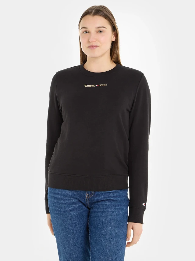 Tommy Hilfiger TJW REG GOLD LINEAR CREW Γυναικείο Φουτερ Μαύρο