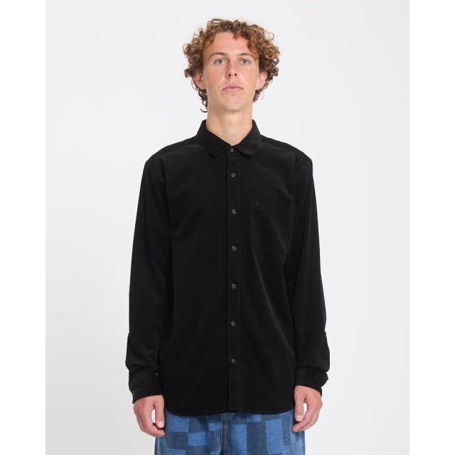 Volcom Zander Cord Ls Ανδρικό Πουκάμισο Κοτλε Μαύρο