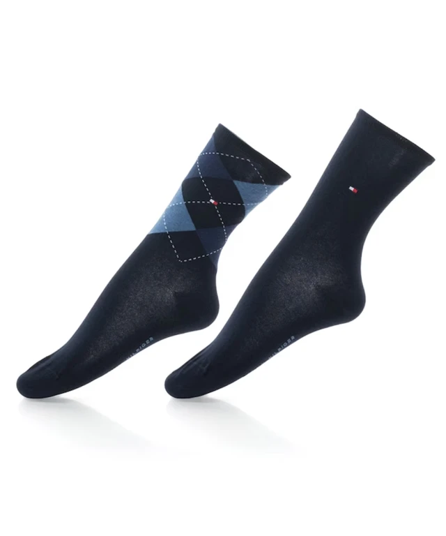 Tommy Hilfiger Th Women Check Sock 2p Γυναικείες Κάλτσες Μπλε