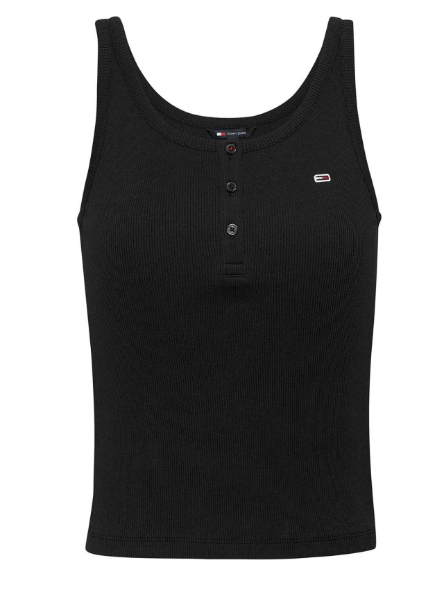 Tommy Hilfiger Tjw Slim Button Tank Γυναικεία Μπλούζα Μαύρη