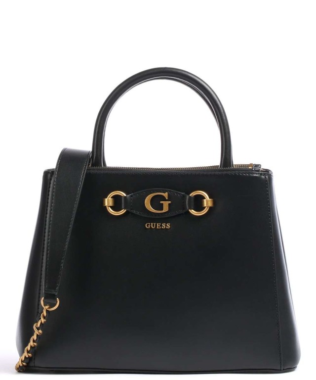 Guess Izzy Status Satchel Γυναικεια Τσαντα Μαυρη