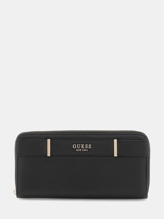 Guess Anadela Slg Large Zip Around  Γυναικείo Πορτοφόλι Μαύρο