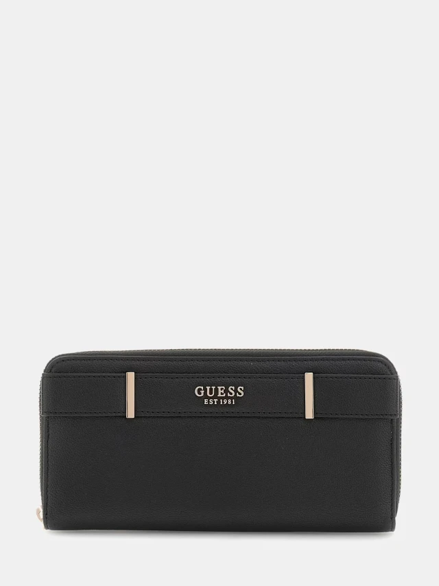 Guess Anadela Slg Large Zip Around  Γυναικείo Πορτοφόλι Μαύρο