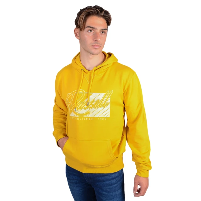 Russell Athletic Tonal Russell-Pull Over Hoody Ανδρικό Φούτερ Μουσταρδί
