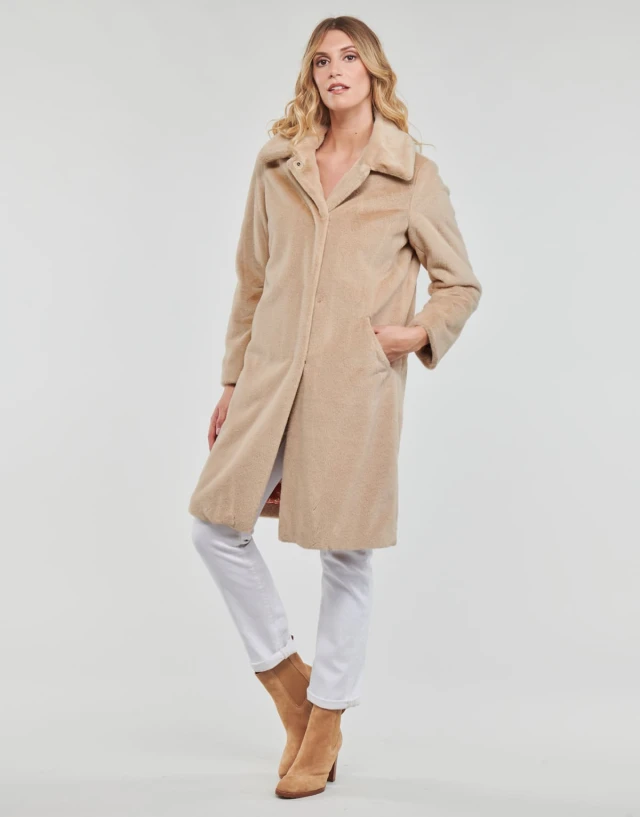 Guess Angelica Coat Γυναικεία Γούνα Μπεζ