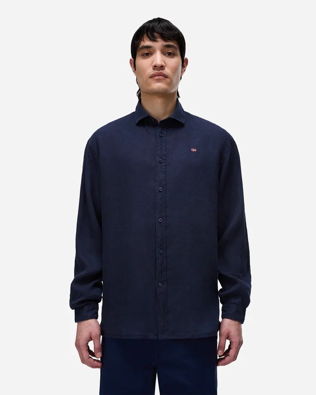Napapijri G-Linen Ls 1 Blu Marine Ανδρικό Λινό Πουκάμισο Μπλε
