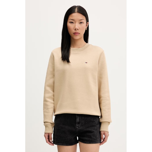 Tommy Hilfiger Tjw Reg S Flag Crew Γυναικείο Φούτερ Μπεζ