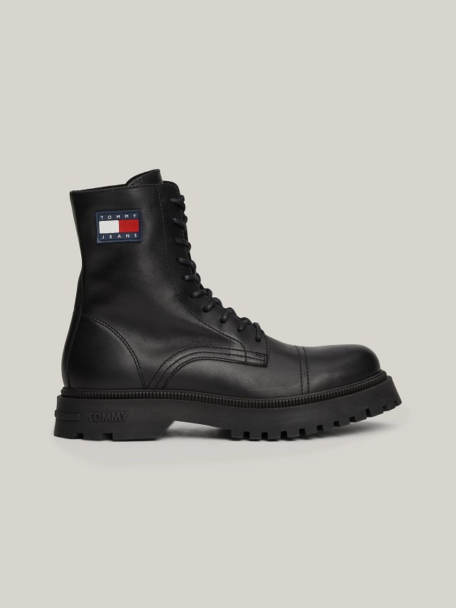 Tommy Hilfiger Tjm Lace Up Mid Boot Smooth Ανδρικά Μποτάκια Μαύρα