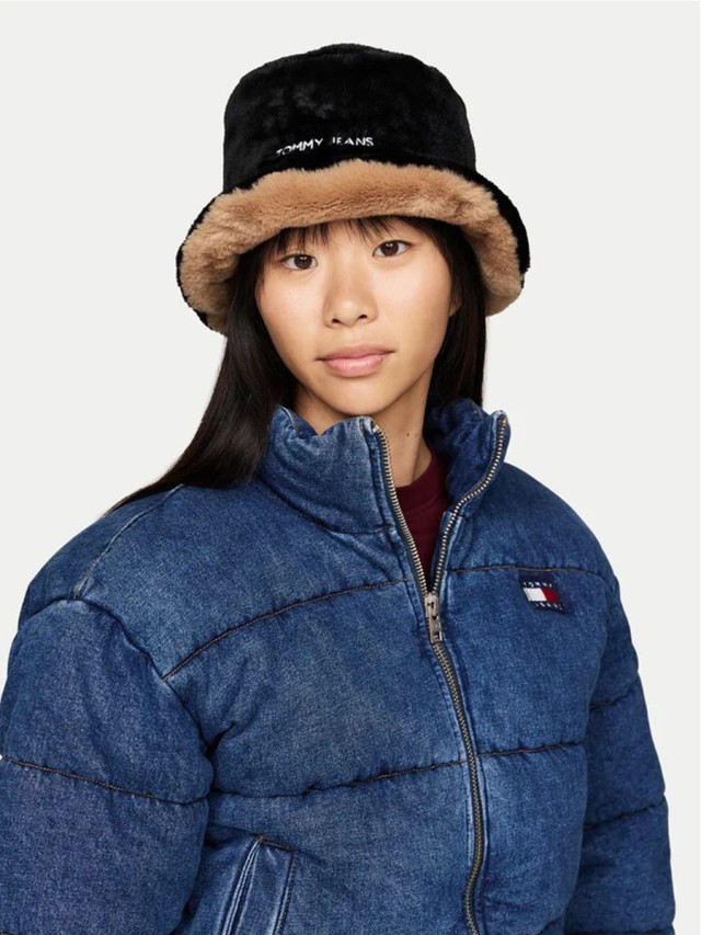 Tommy Hilfiger Tjw Linear Fur Bucket Hat Γυναικείο Καπέλο Μαύρο