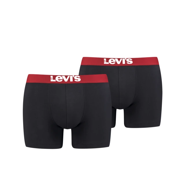 Levis Men Solid Basic Boxer 2P Ανδρικο Εσωρουχο Μαυρο Κοκκινο