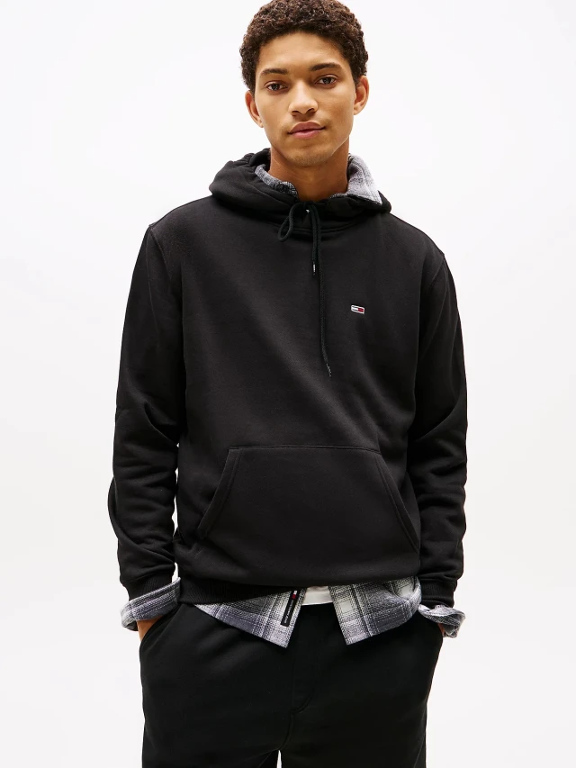 Tommy Hilfiger Tjm Reg S Flag Hoodie Ανδρικό Φούτερ Μαύρο