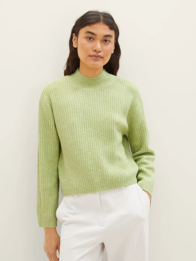 Tom Tailor Mock Neck Γυναικείο Πλεκτό Λαχανι