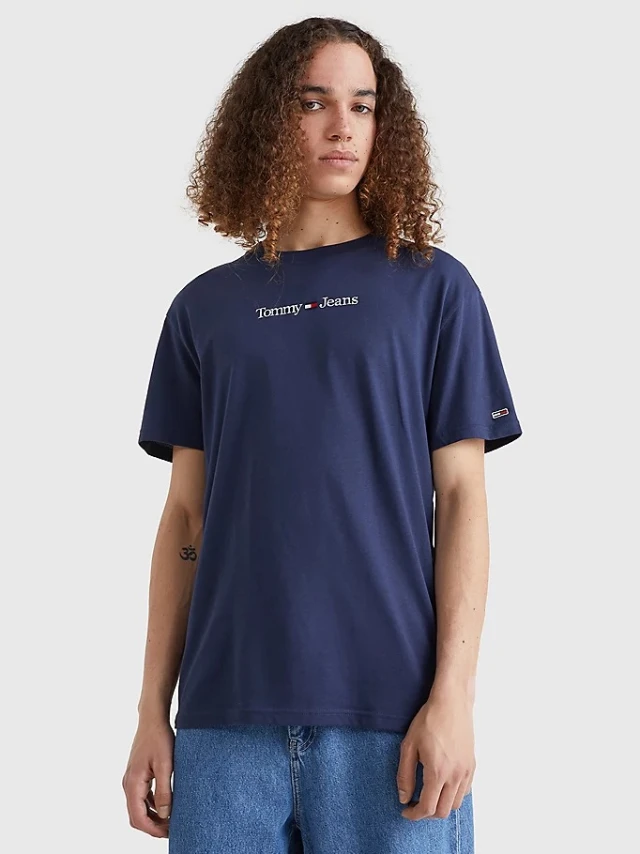Tommy Hilfiger Tjm Classic Linear Logo Tee Ανδρική Μπλούζα Μπλε