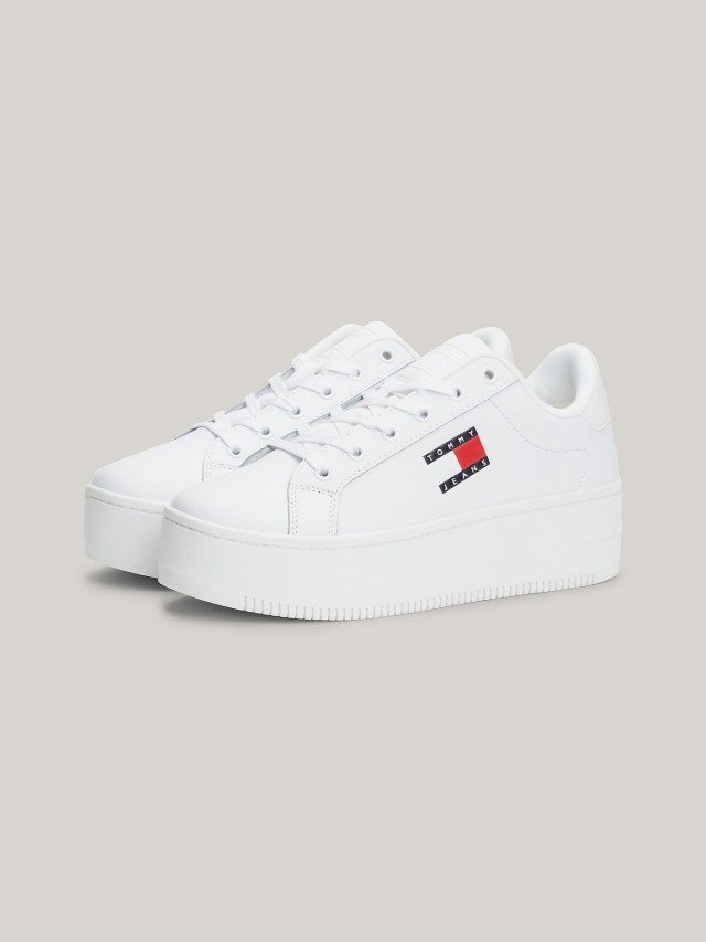 Tommy Hilfiger Tjw Flatform Ess Γυναικεία Sneakers Λευκά