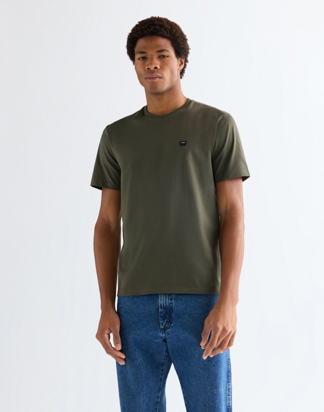Wrangler Sign Off Tee Deep Depths Ανδρική Μπλούζα Λαδί