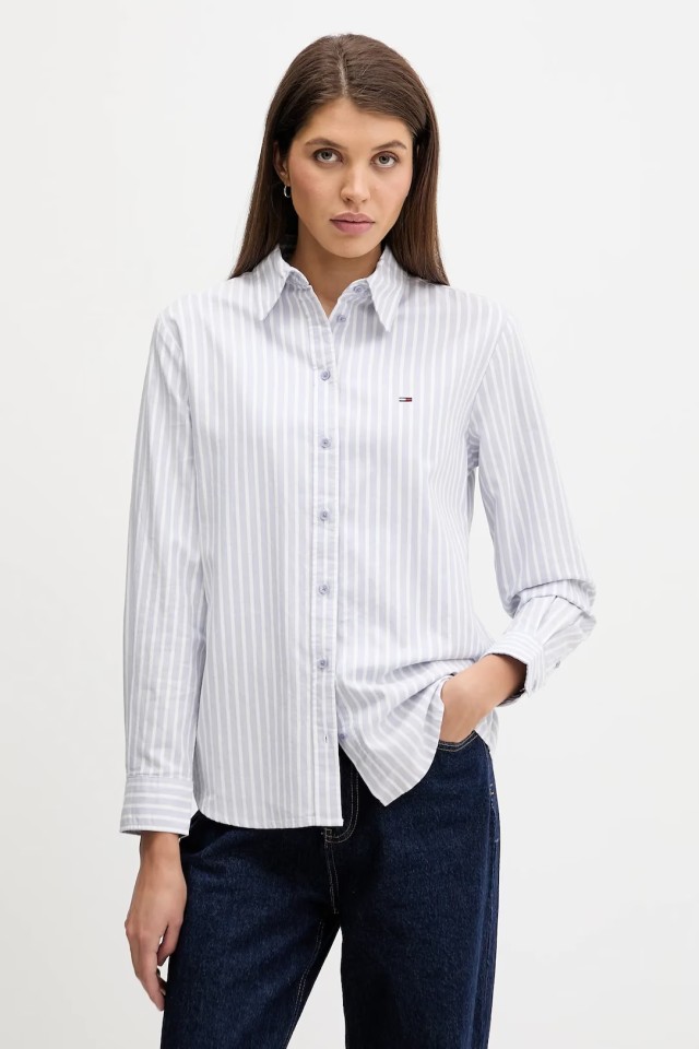 Tommy Hilfiger Tjw Reg Oxford Shirt Γυναικείο Πουκάμισο Ριγέ Μπλε