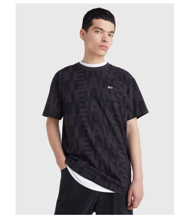 Tommy Hilfiger Tjm Rlxd Aop Tee Ανδρικη Μπλουζα Μαυρη