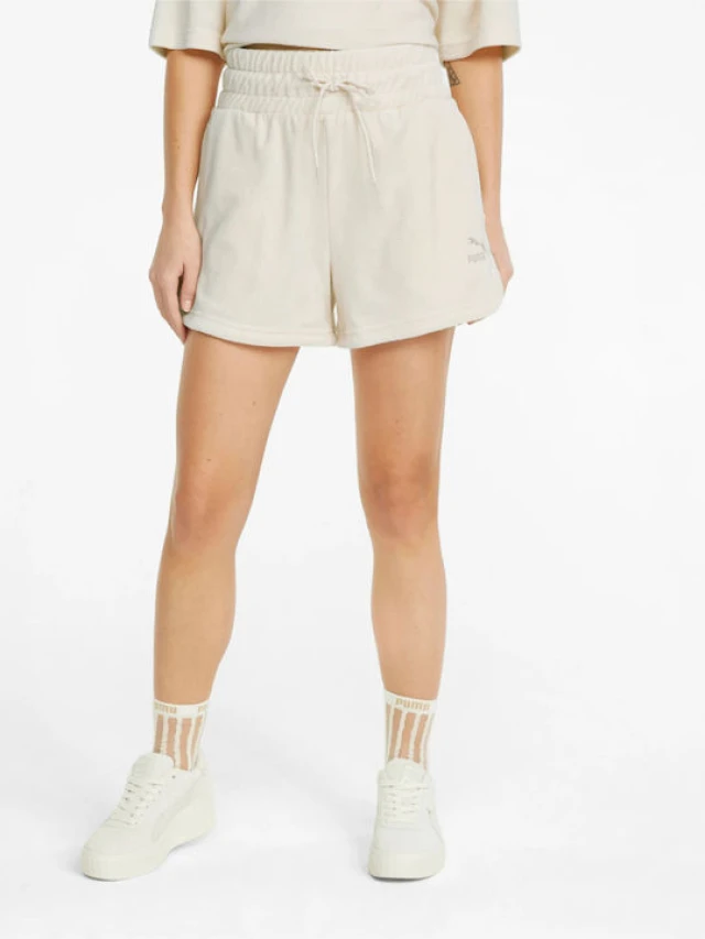 Puma Classics Toweling High Waist Shorts Γυναικειο Σορτσ Εκρου