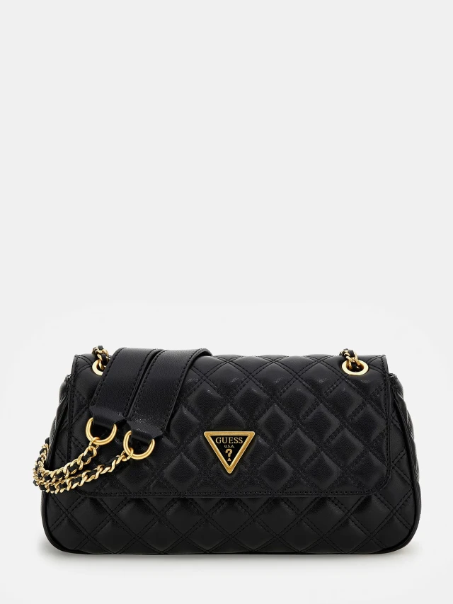 Guess Giully Convertible Xbody Flap Γυναικεία Τσάντα Μαύρη