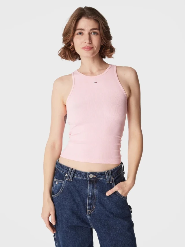 Tommy Hilfiger Tjw Essential Rib Tank Γυναικεία Μπλούζα Ροζ