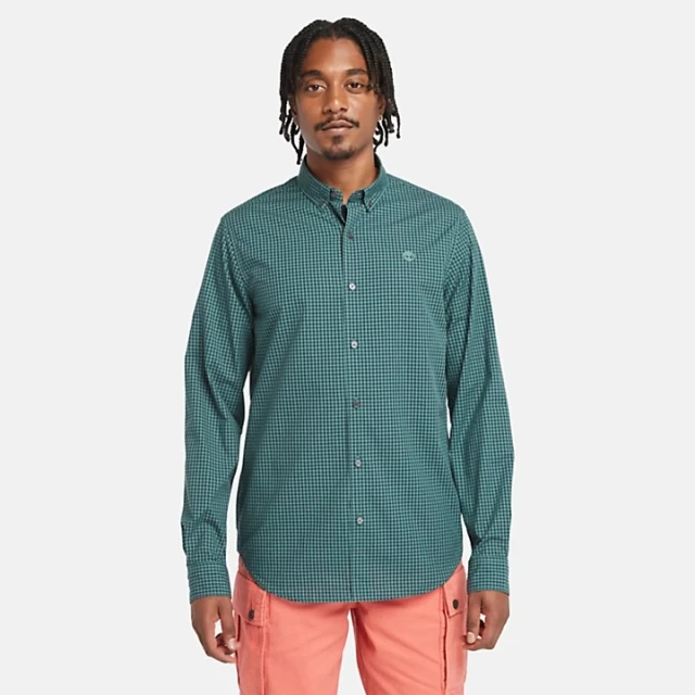 Timberland Micro Gingham Poplin Shirt Sea Pine Yd Ανδρικό Πουκάμισο Πράσινο Καρο